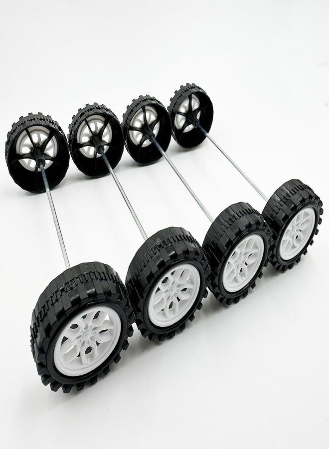 URIMPAVIDO 10PCS 38mm Toy Car Wheels 2mm Dia Shaft Plastic Car Wheels with 5PCS Shaft Round Rod Axles for RC Car Truck Robot DIY Model Toy Building Accessories (2x18x38mm) - Image 2